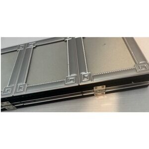 Silver Tri-Fold 9-Opening Picture Frame Greek Key Detail Large Modern